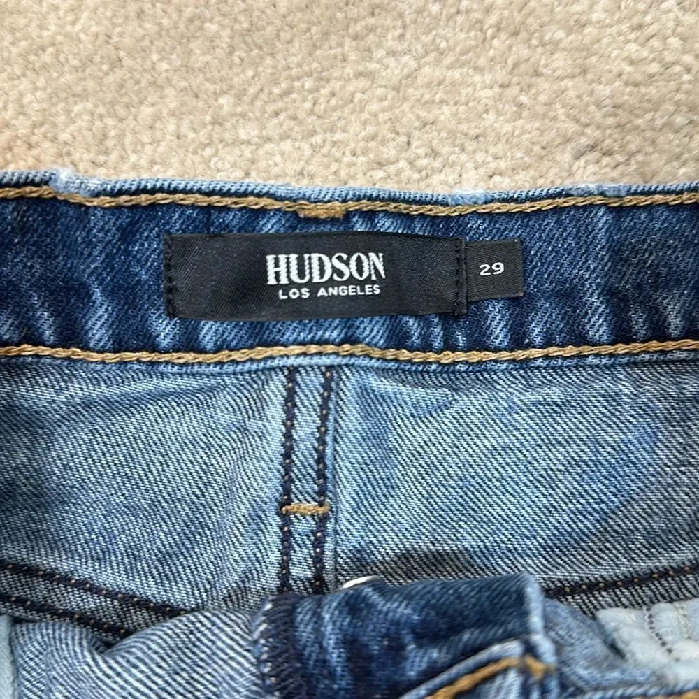 Hudson Jean Denim Cara Classic Shorts Raw Hem Button Fly 100% Cotton Size 29